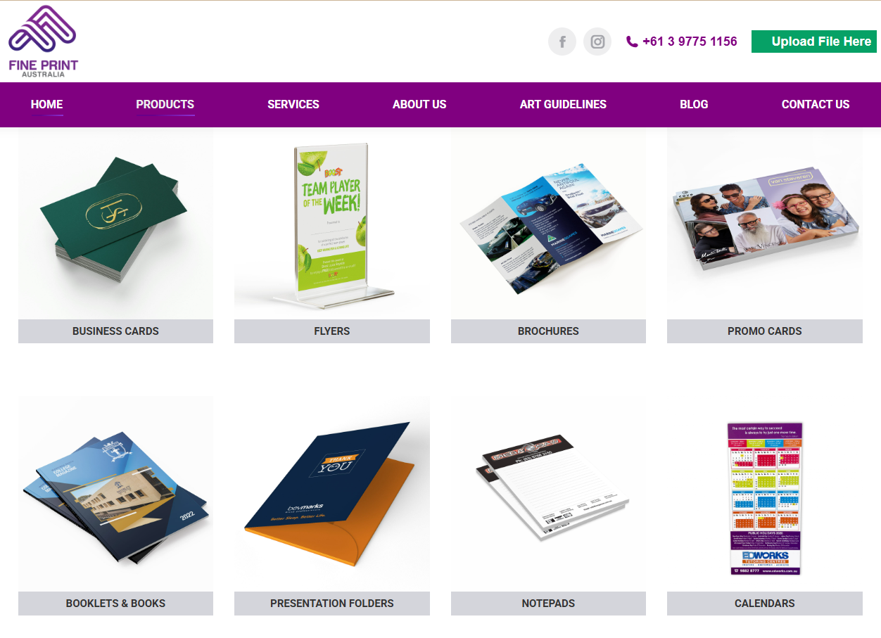 Fine Print Australia website homepage