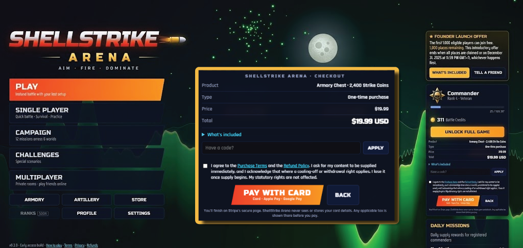 Shell Strike Arena game screen