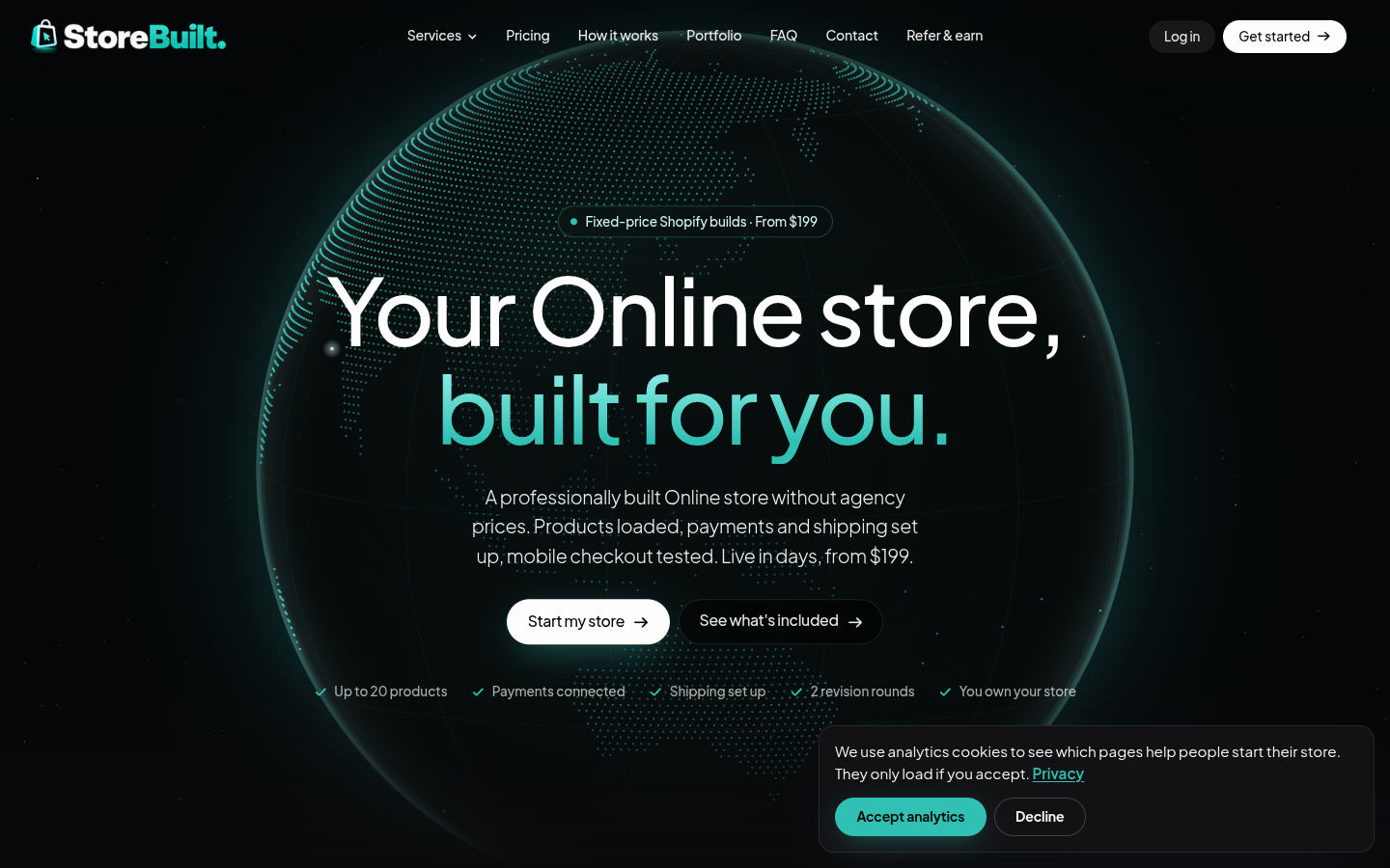 StoreBuilt website homepage