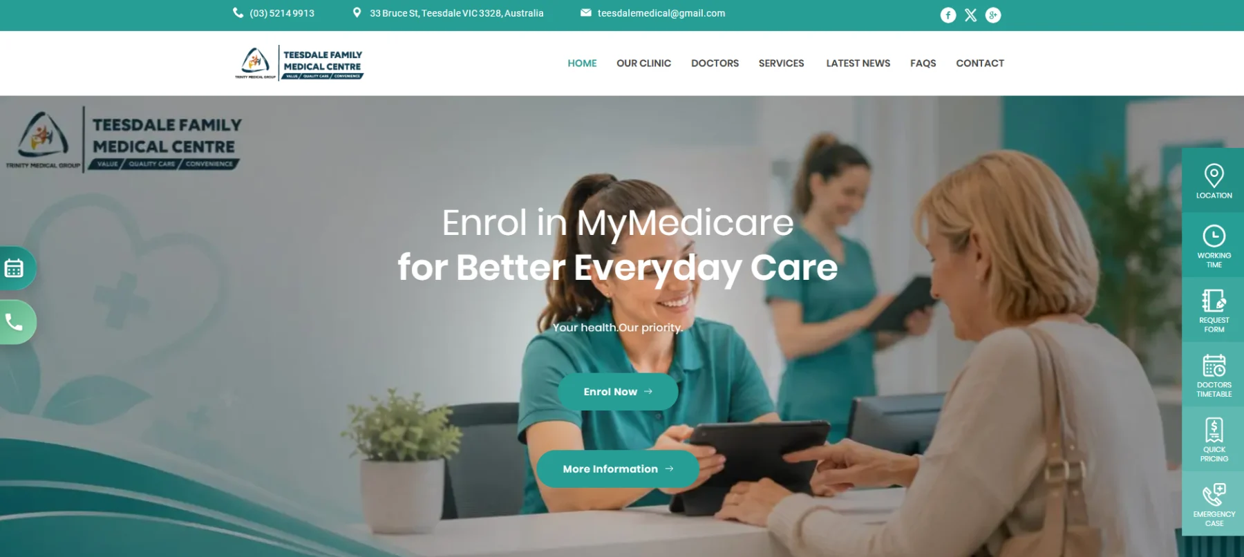 Teesdale Family Medical Centre website homepage